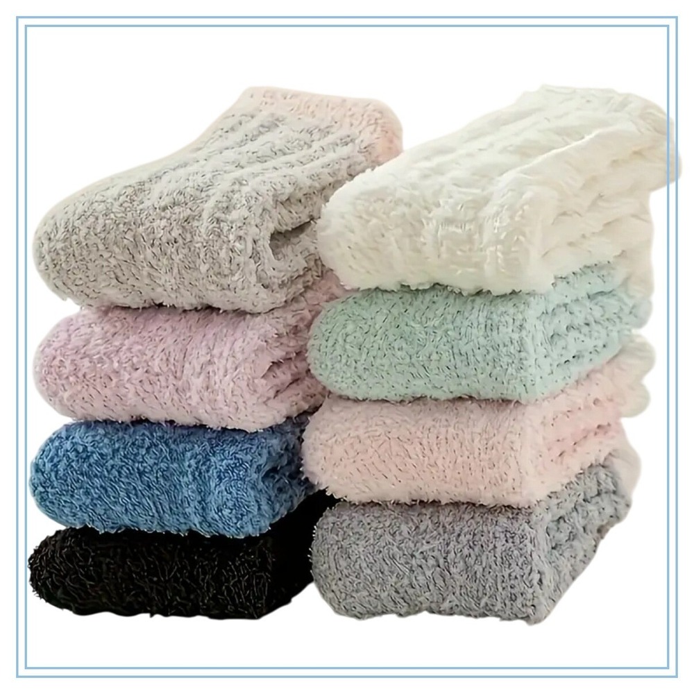 Fashion Fuzzy Thick Winter Socks One Size Colorful Pastel Bright 6 PACK‎ NEW - Picture 5 of 13